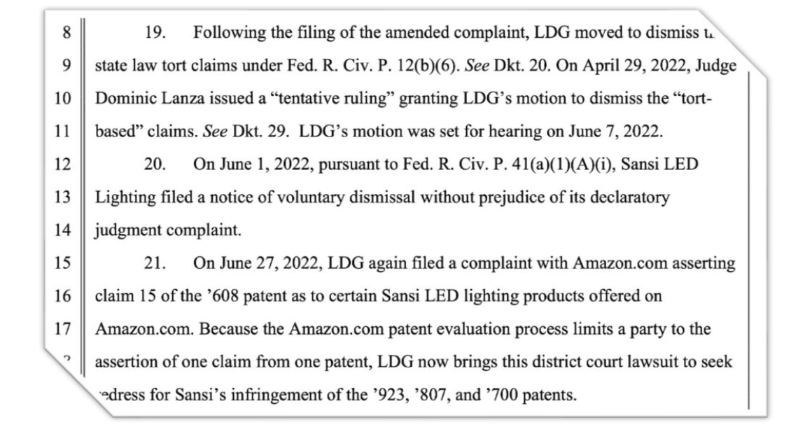 Lighting Defense Group Sues Chinese Company Over Amazon Sales