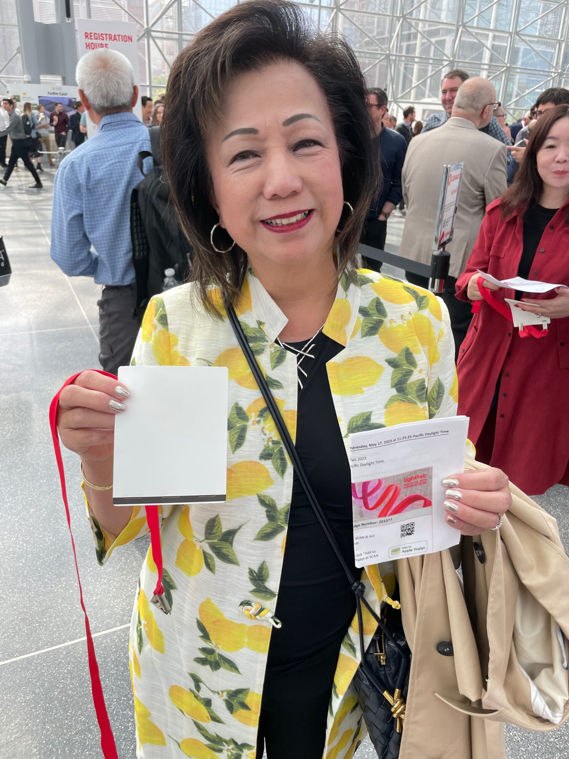 Margaret Wong shows her Blank Badge
