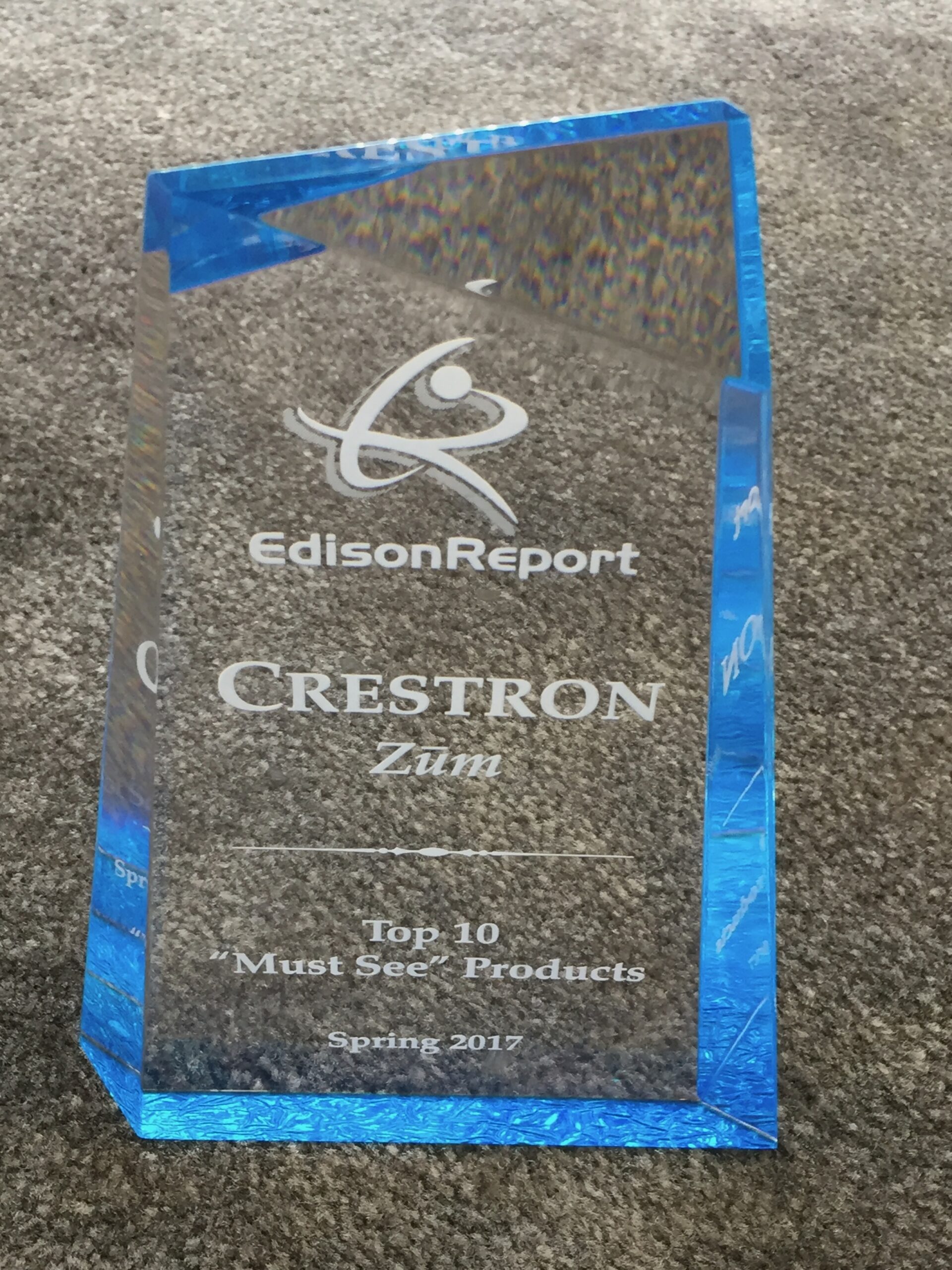 Crestron Award from EdisonReport, Top 10 MUST SEE, 2017
