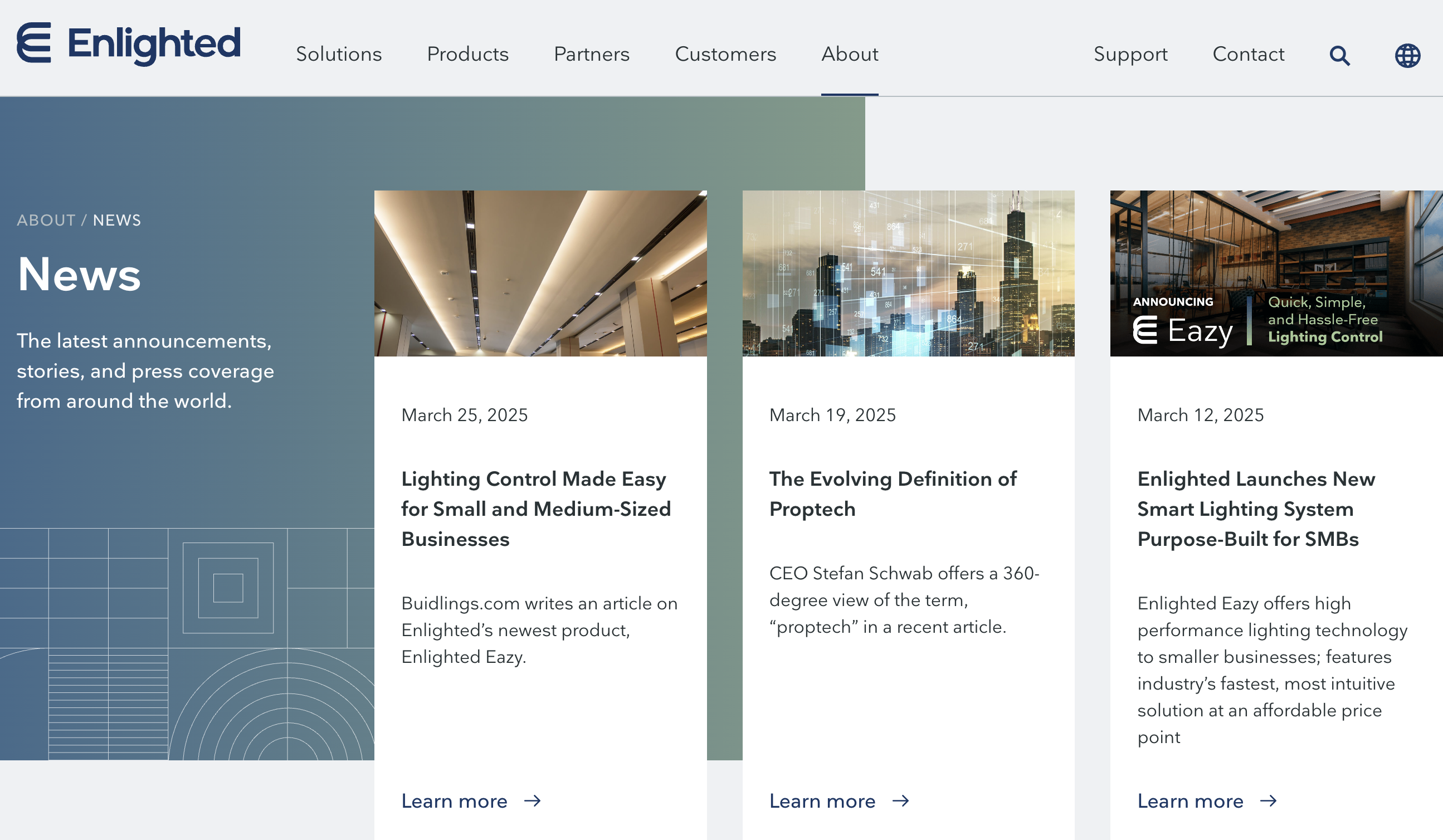 Enlighted to Cease Operations. Screen shot of Enlighted News page makes no mention of pending closure