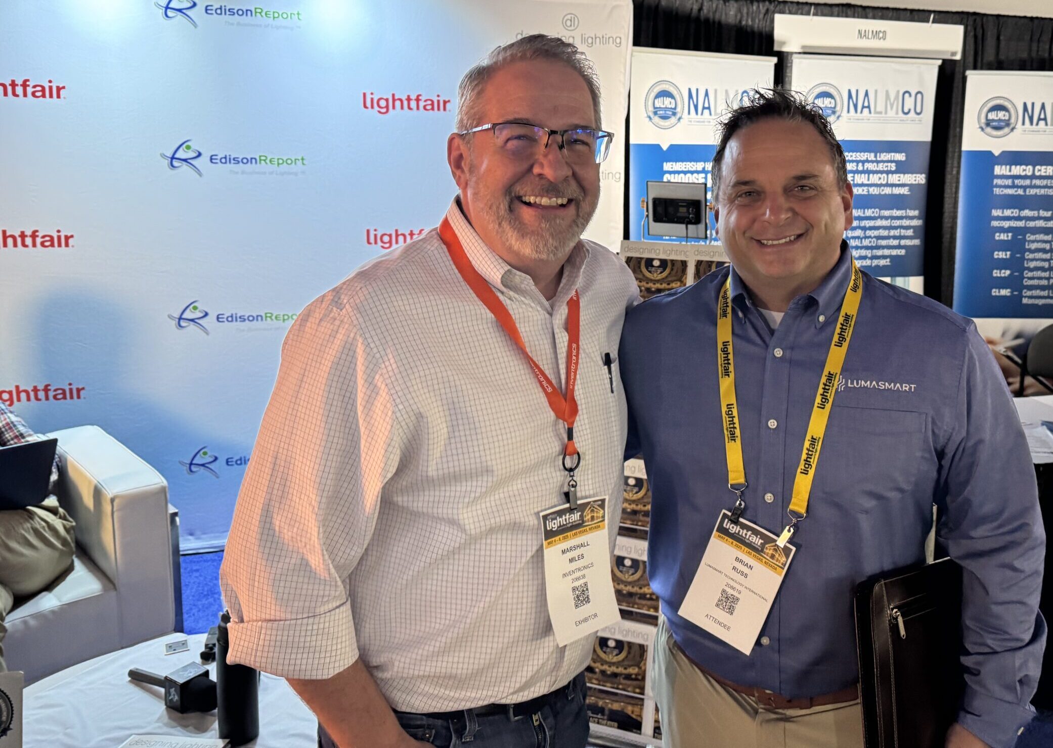 Retired Inventronics CEO Marshall Miles and Brian Russ visit the EdisonReport Studio. LightFair opened to mixed reviews