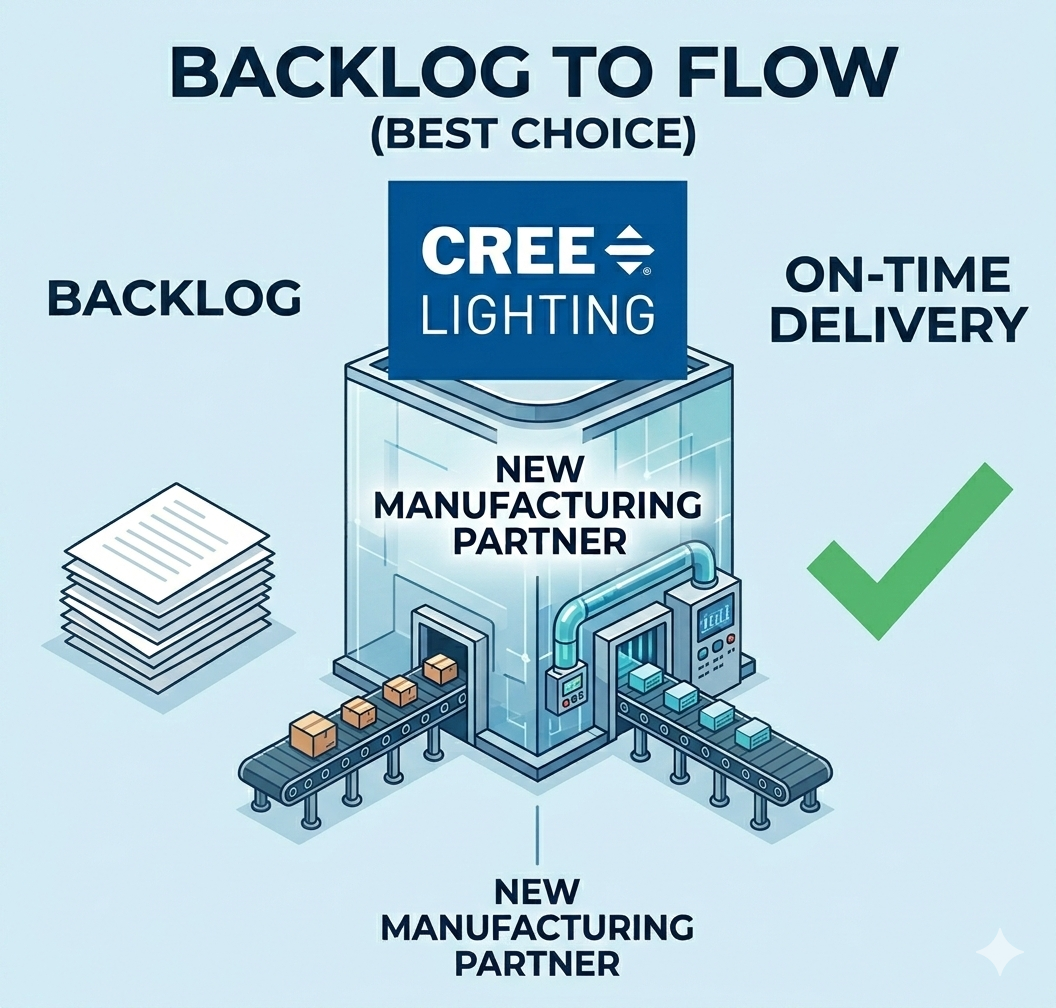 Read more about the article Cree Lighting USA, LLC Announces Long-Term Strategic Manufacturing Agreement