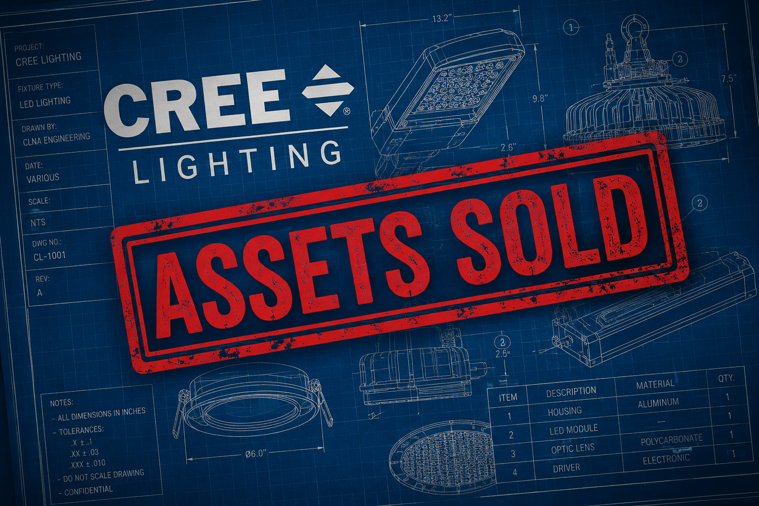 Cree Lighting Asset Sale