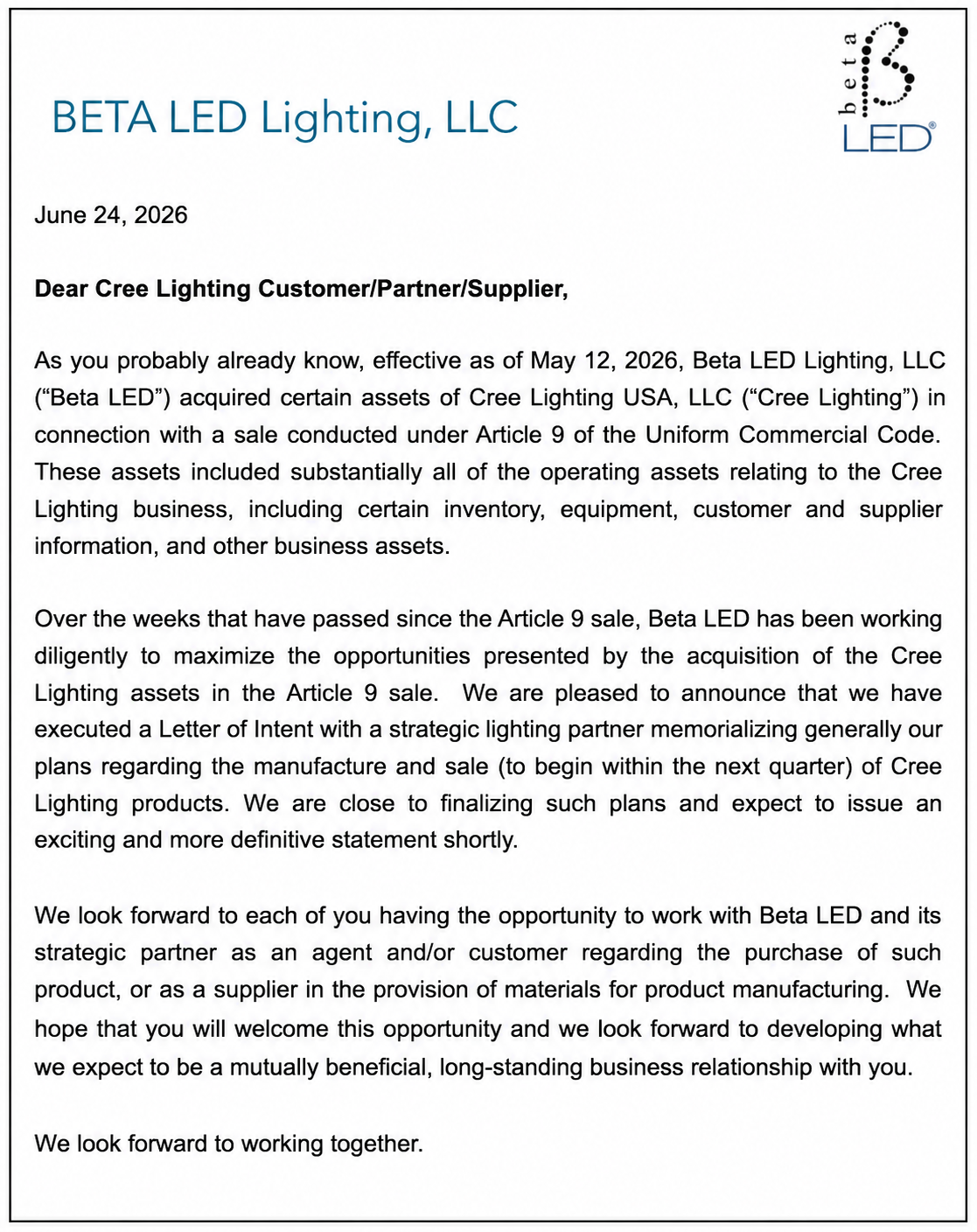 Beta LED Cree Lighting