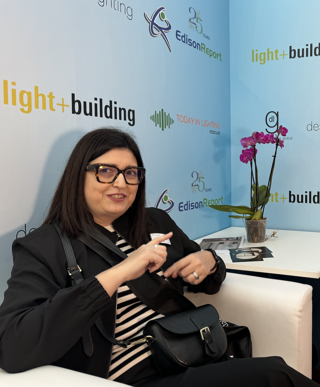Kristy Meade in the EdisonReport Studio at Light + Building, 2024